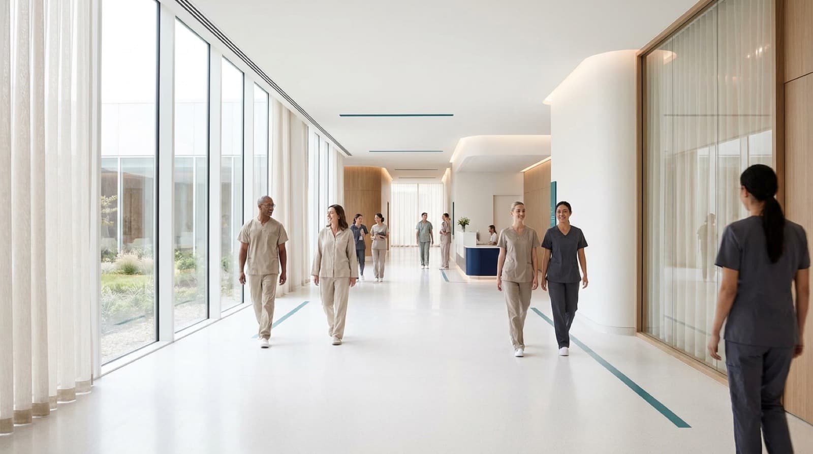 Modern hospital corridor