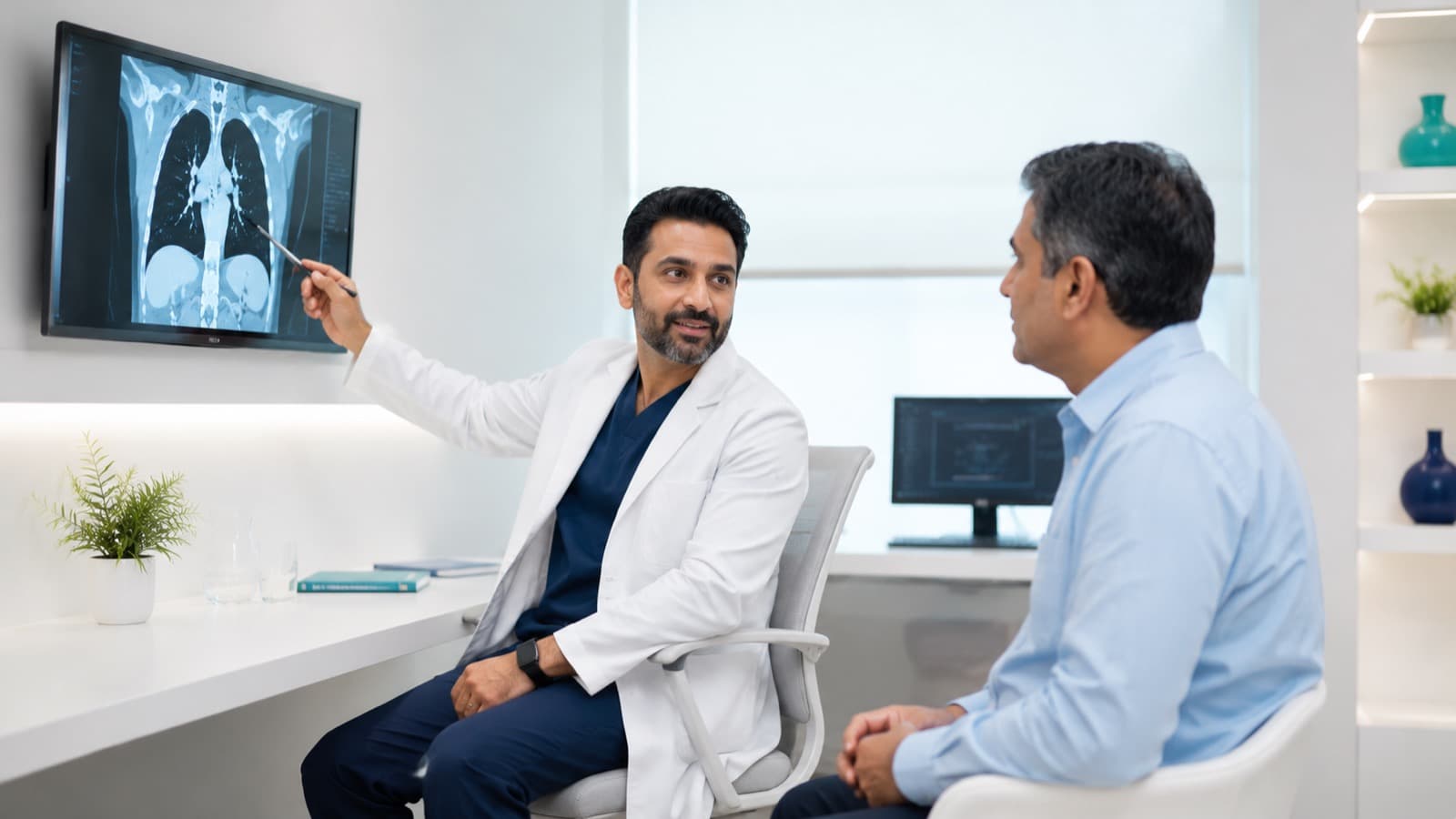Doctor reviewing a patient's scan